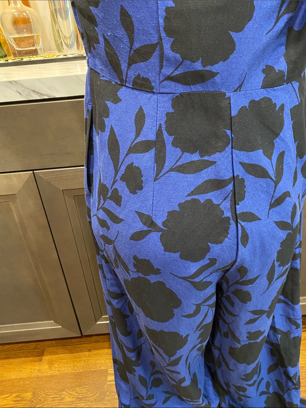 Kate Spade One-Shoulder bow Blue Floral Wide-Leg Jumpsuit coastal cottagecore - Picture 12 of 17